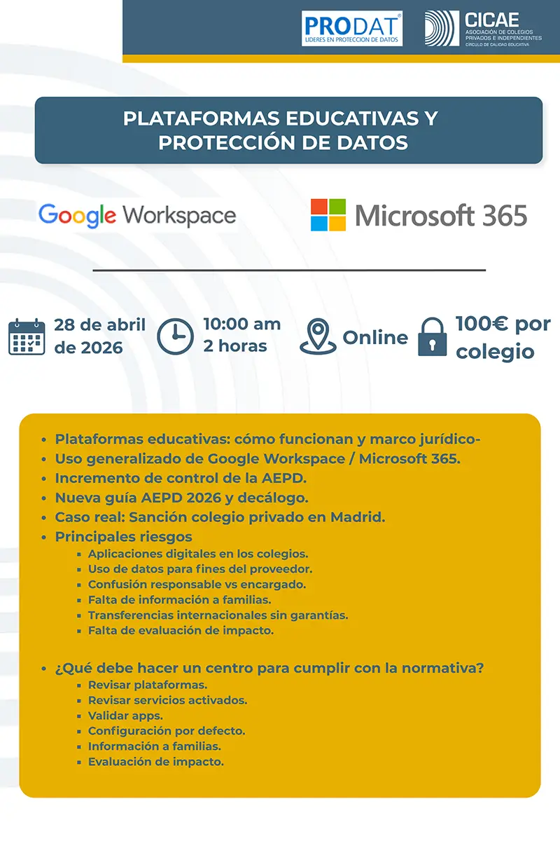 Webinar formativo Plataformas Educativas y Protección de Datos - cartel web copia